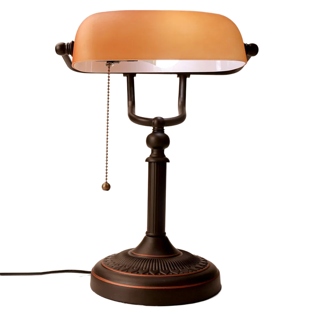 Modern Vintage Matted Orange Glass Desk Lamp with Zipper Switch