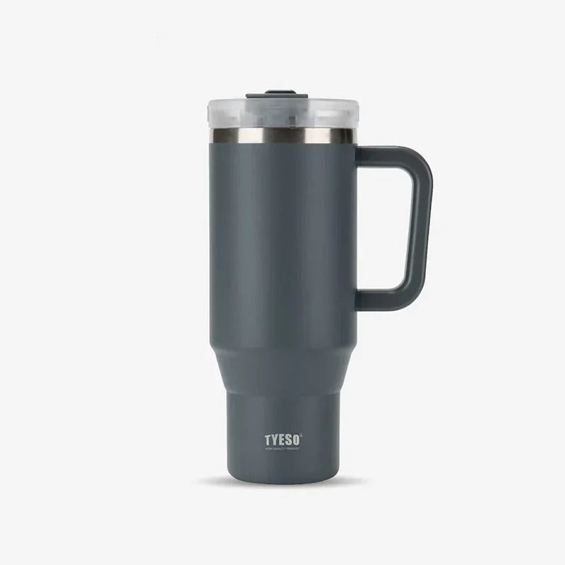 Stainless Steel Tumbler – 900ml/1200ml Thermal Mug with Handle & Straw