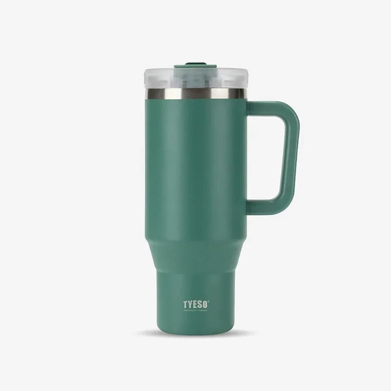 Stainless Steel Tumbler – 900ml/1200ml Thermal Mug with Handle & Straw