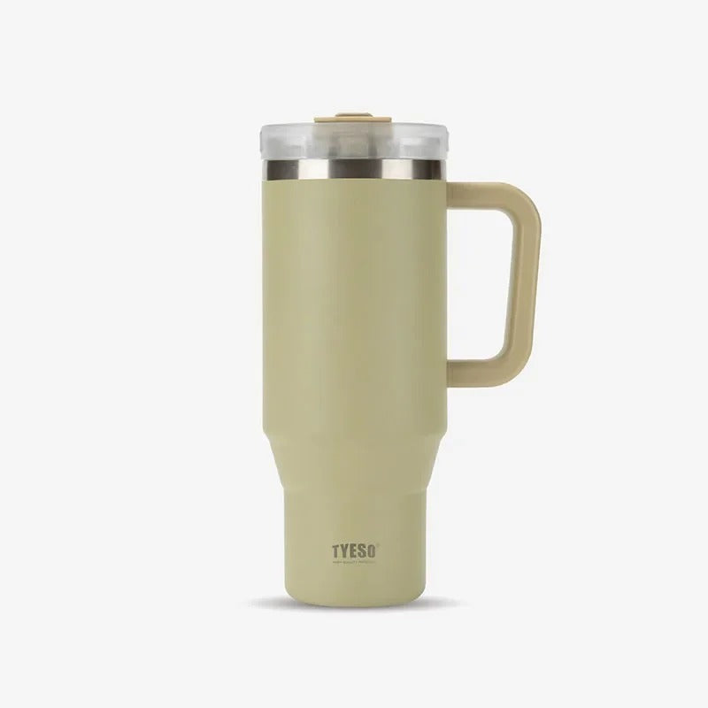 Stainless Steel Tumbler – 900ml/1200ml Thermal Mug with Handle & Straw