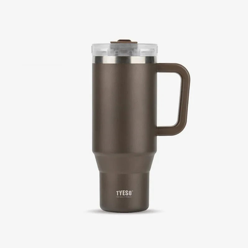 Stainless Steel Tumbler – 900ml/1200ml Thermal Mug with Handle & Straw