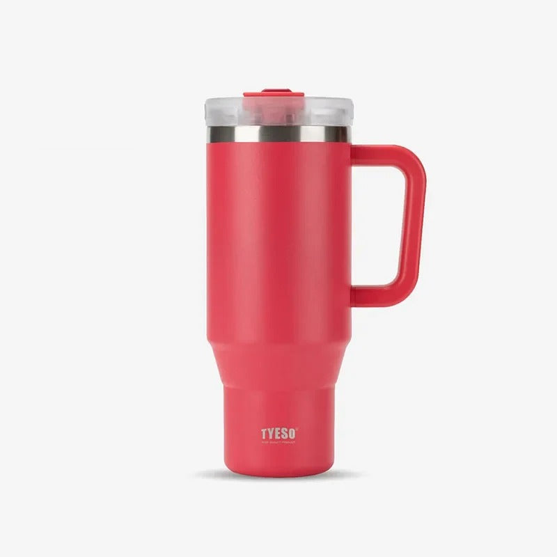 Stainless Steel Tumbler – 900ml/1200ml Thermal Mug with Handle & Straw