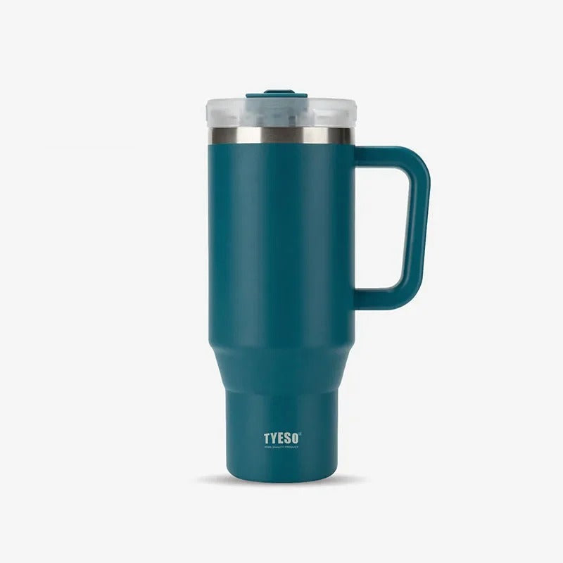 Stainless Steel Tumbler – 900ml/1200ml Thermal Mug with Handle & Straw