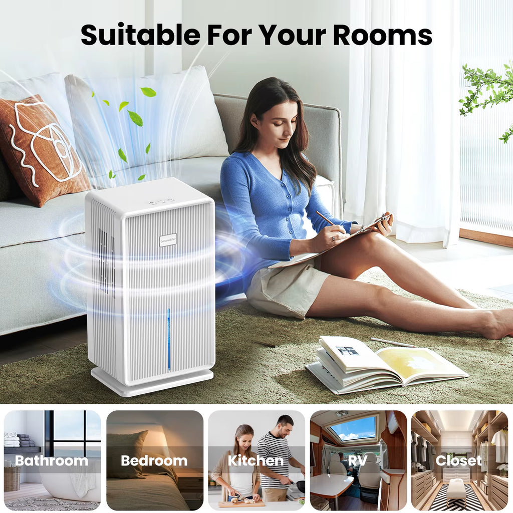 Home Dehumidifier – 100 Oz Capacity, Covers Up to 750 Sq. Ft. | Bathroom & Bedroom Use, 7-Color Night Light, Auto Shut-Off, Sleep Mode