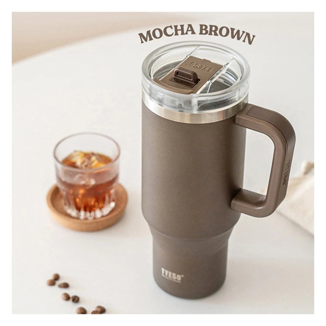 Stainless Steel Tumbler – 900ml/1200ml Thermal Mug with Handle & Straw