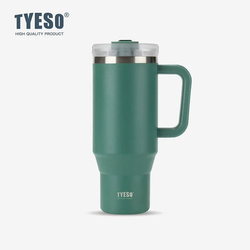 Stainless Steel Tumbler – 900ml/1200ml Thermal Mug with Handle & Straw