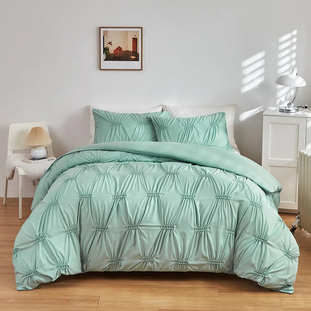 Nordic Style 3-Piece Bedding Set – Solid Color Duvet Cover, Pillowcases & Sheet