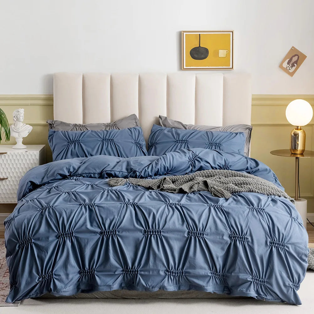 Nordic Style 3-Piece Bedding Set – Solid Color Duvet Cover, Pillowcases & Sheet