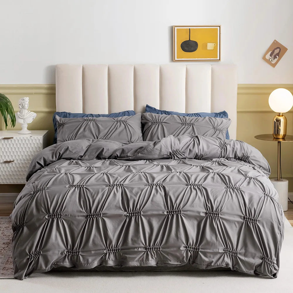 Nordic Style 3-Piece Bedding Set – Solid Color Duvet Cover, Pillowcases & Sheet