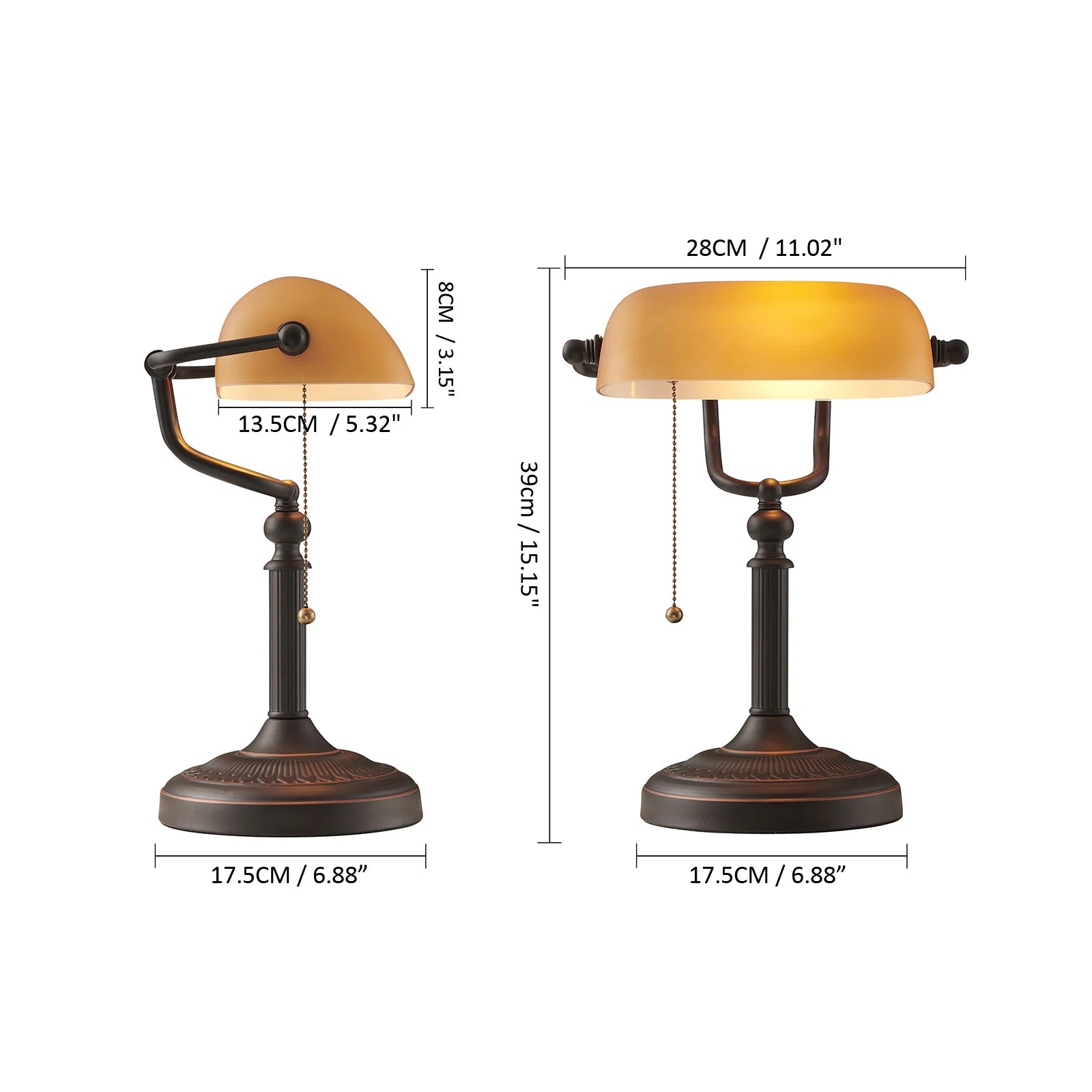 Modern Vintage Matted Orange Glass Desk Lamp with Zipper Switch