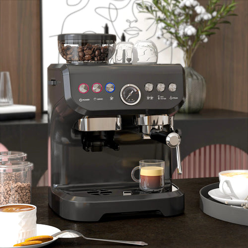 15-Bar Espresso Coffee Machine with Bean Grinder & Steam Wand – Barista Style at Home 🇬🇧