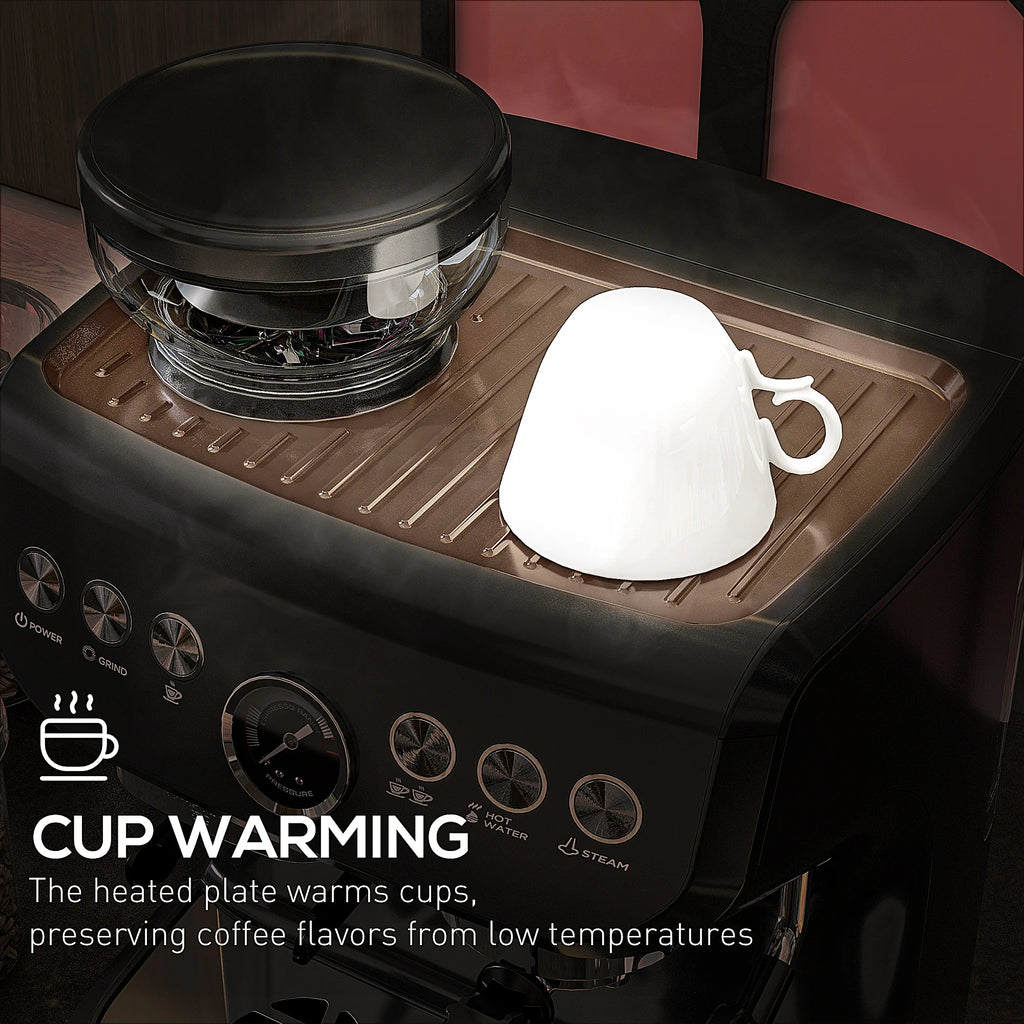 15-Bar Espresso Coffee Machine with Bean Grinder & Steam Wand – Barista Style at Home 🇬🇧