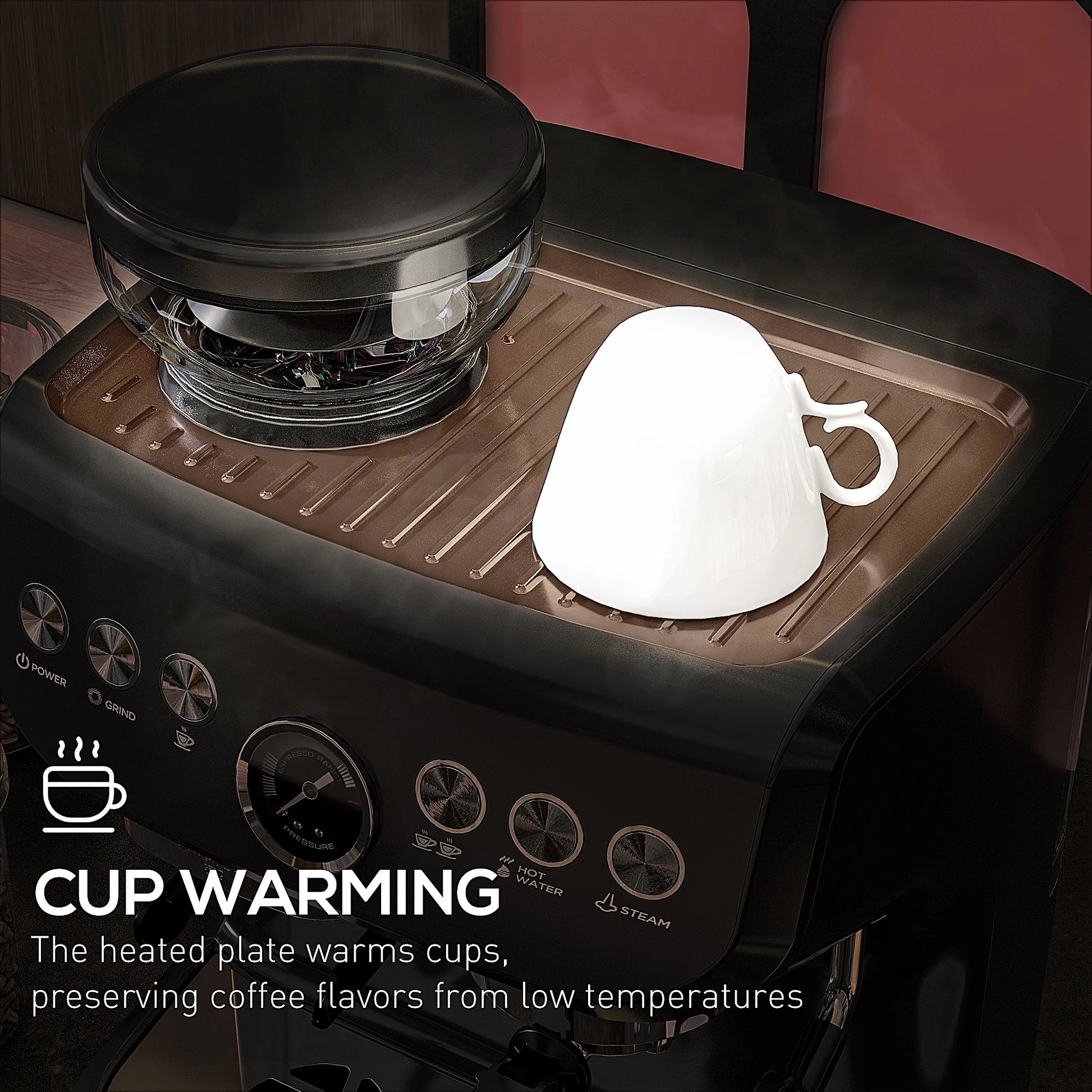 15-Bar Espresso Coffee Machine with Bean Grinder & Steam Wand – Barista Style at Home 🇬🇧