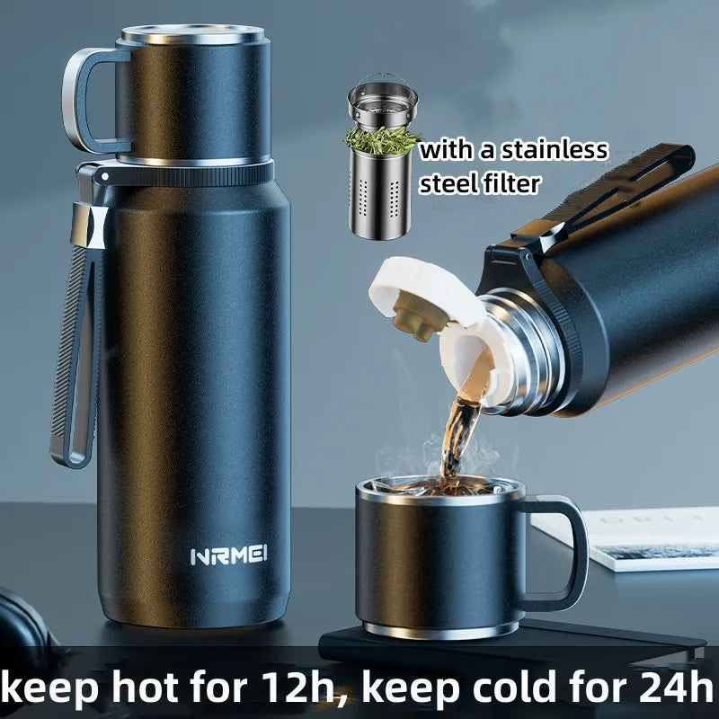 Double-Wall Stainless Steel Thermos Bottle – Large Capacity Vacuum Flask for Tea & Coffee | Insulated Water Bottle & Travel Cup