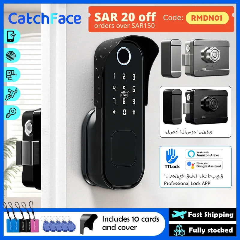 R5 Pro Smart Waterproof Door Lock – TTLock App Control with Fingerprint & Keyless Entry