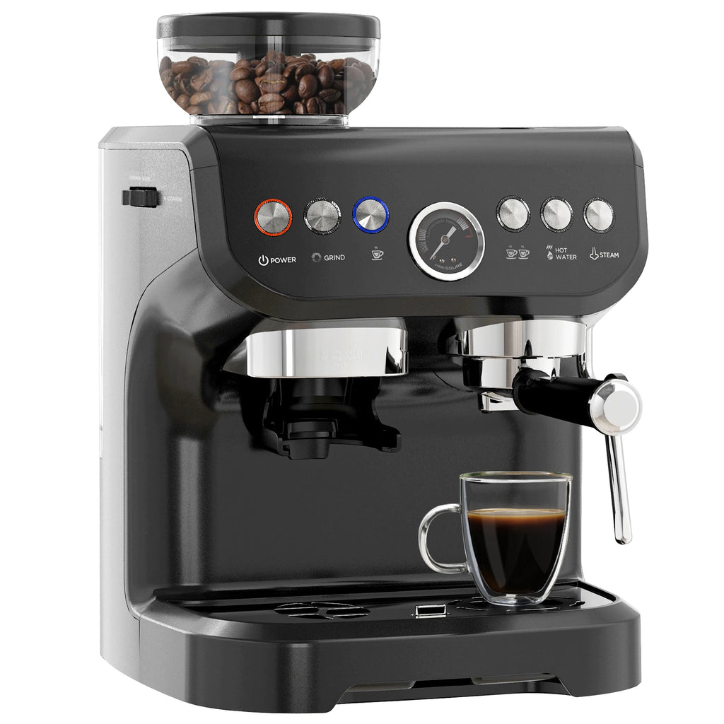 15-Bar Espresso Coffee Machine with Bean Grinder & Steam Wand – Barista Style at Home 🇬🇧