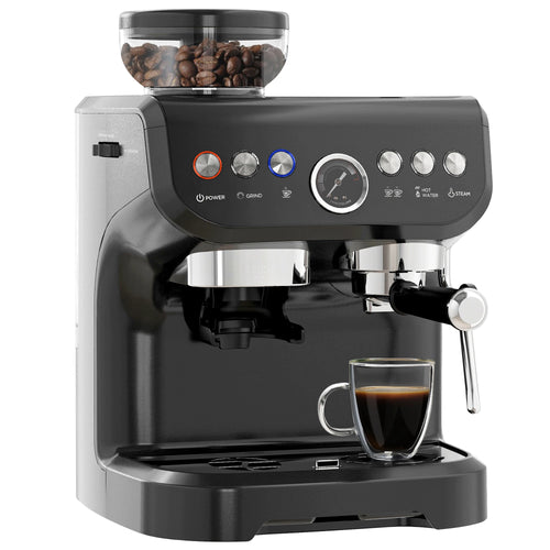 15-Bar Espresso Coffee Machine with Bean Grinder & Steam Wand – Barista Style at Home 🇬🇧