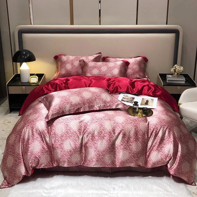 Luxury Natural Silk Floral Bedding Set – 4-Piece Smooth & Silky Comfort Set