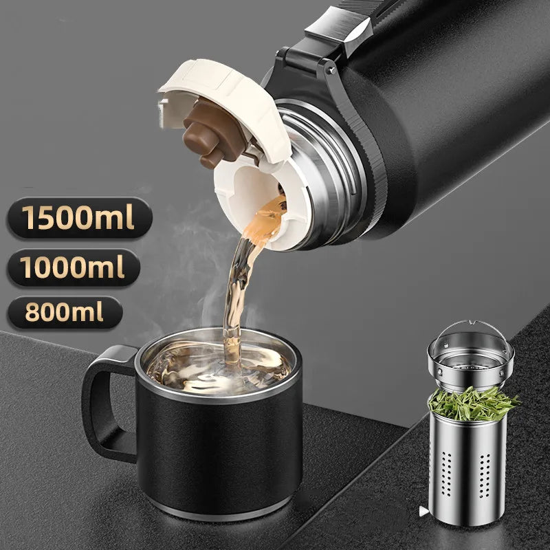 Double-Wall Stainless Steel Thermos Bottle – Large Capacity Vacuum Flask for Tea & Coffee | Insulated Water Bottle & Travel Cup