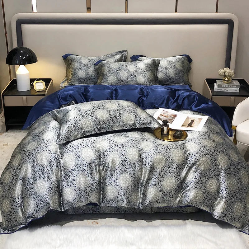 Luxury Natural Silk Floral Bedding Set – 4-Piece Smooth & Silky Comfort Set