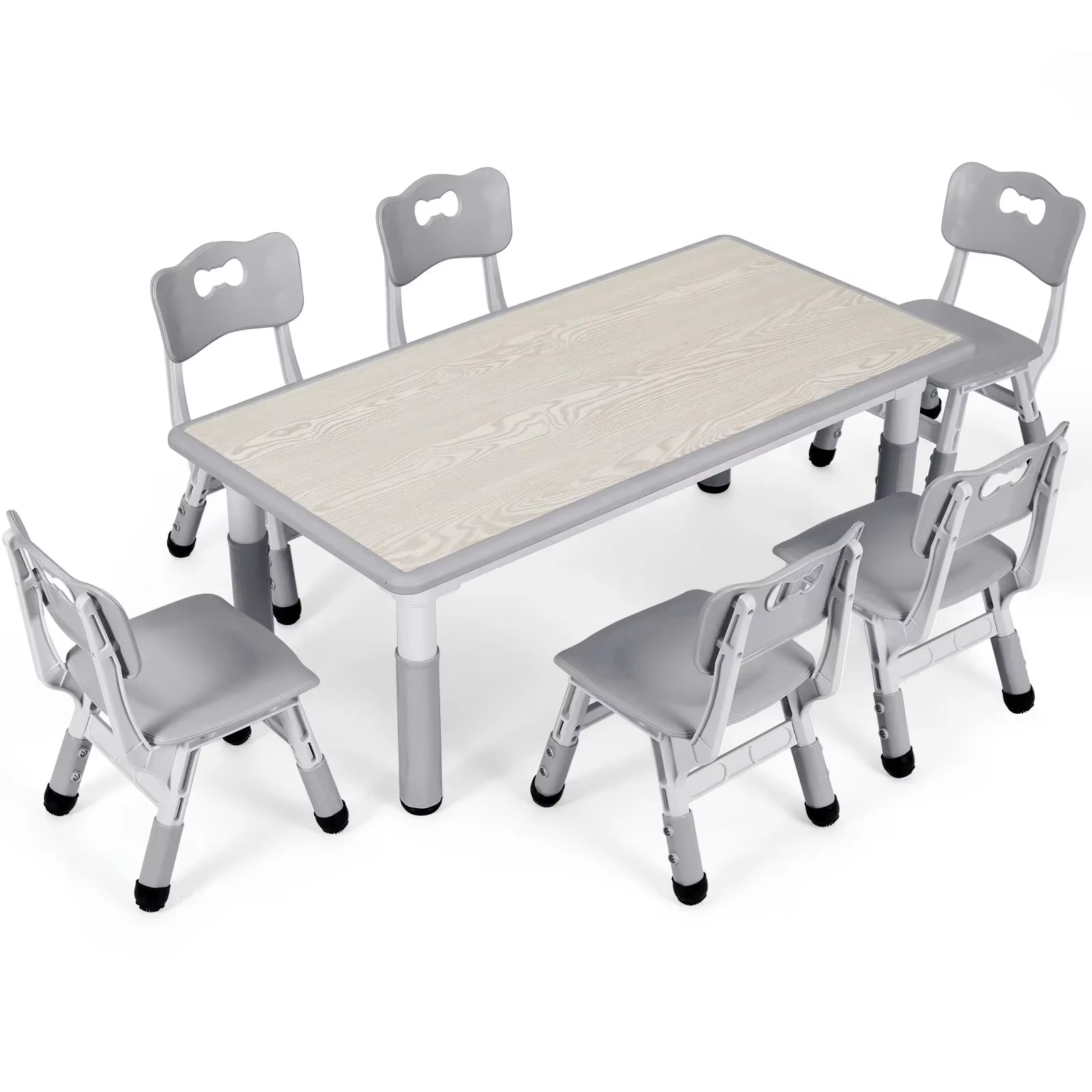 Adjustable Kids Table & 6 Chairs Set | Ages 2–10 | CPC Certified
